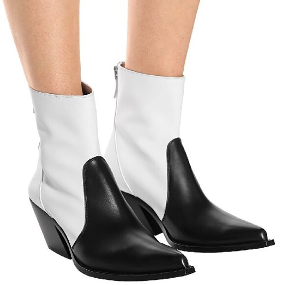 Brand New Givenchy Color Block Black and White Leather Cowboy Boots - Picture 3 of 14